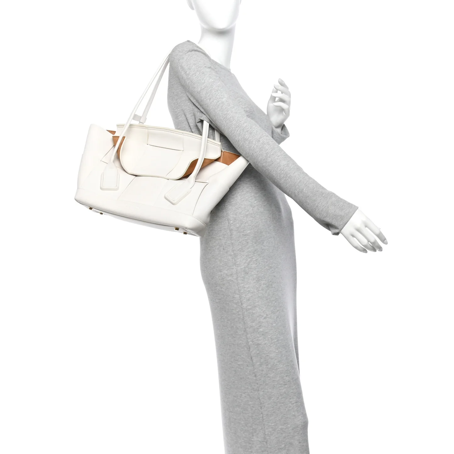 Bottega Veneta French Calfskin Maxi Intrecciato Medium Arco Bianco - Image 2