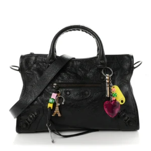 Balenciaga Agneau Arena Classic Hardware Charms Small Le City Black