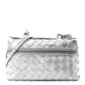 Bottega Veneta Laminated Nappa Intrecciato Bang Bang Vanity Case Silver