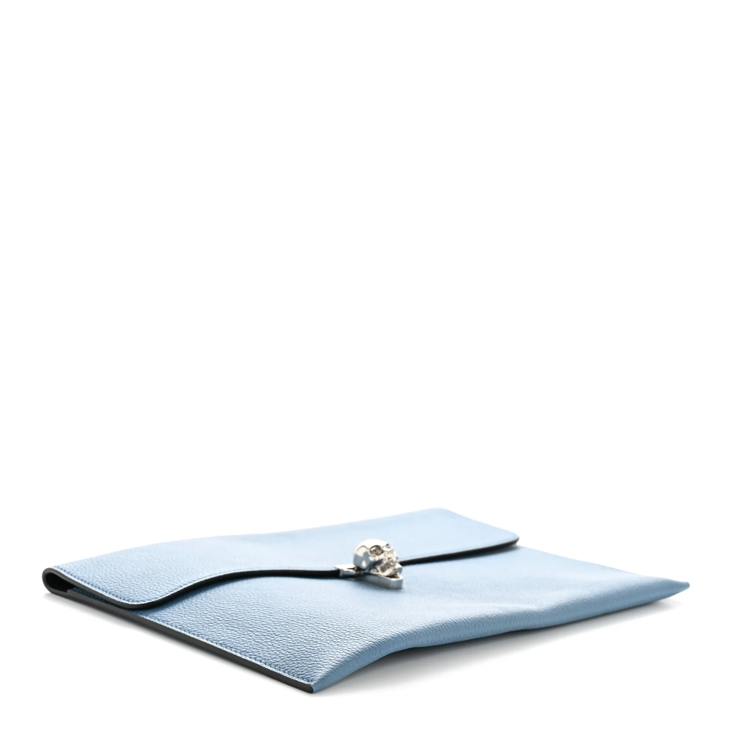 Alexander McQueen Calfskin Skull Envelope Clutch Blue - Image 4