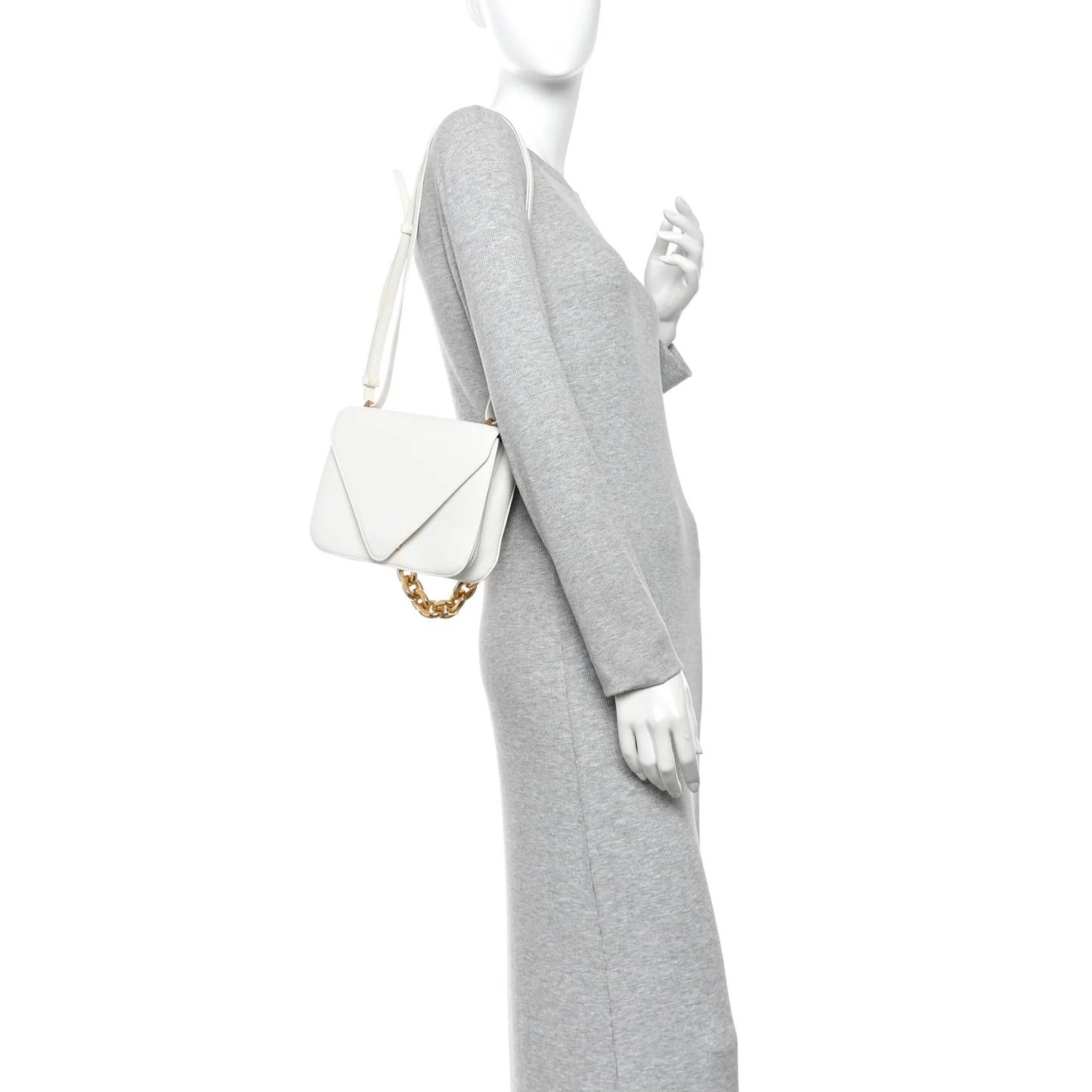 Bottega Veneta Calfskin Mount Envelope Bag White - Image 2