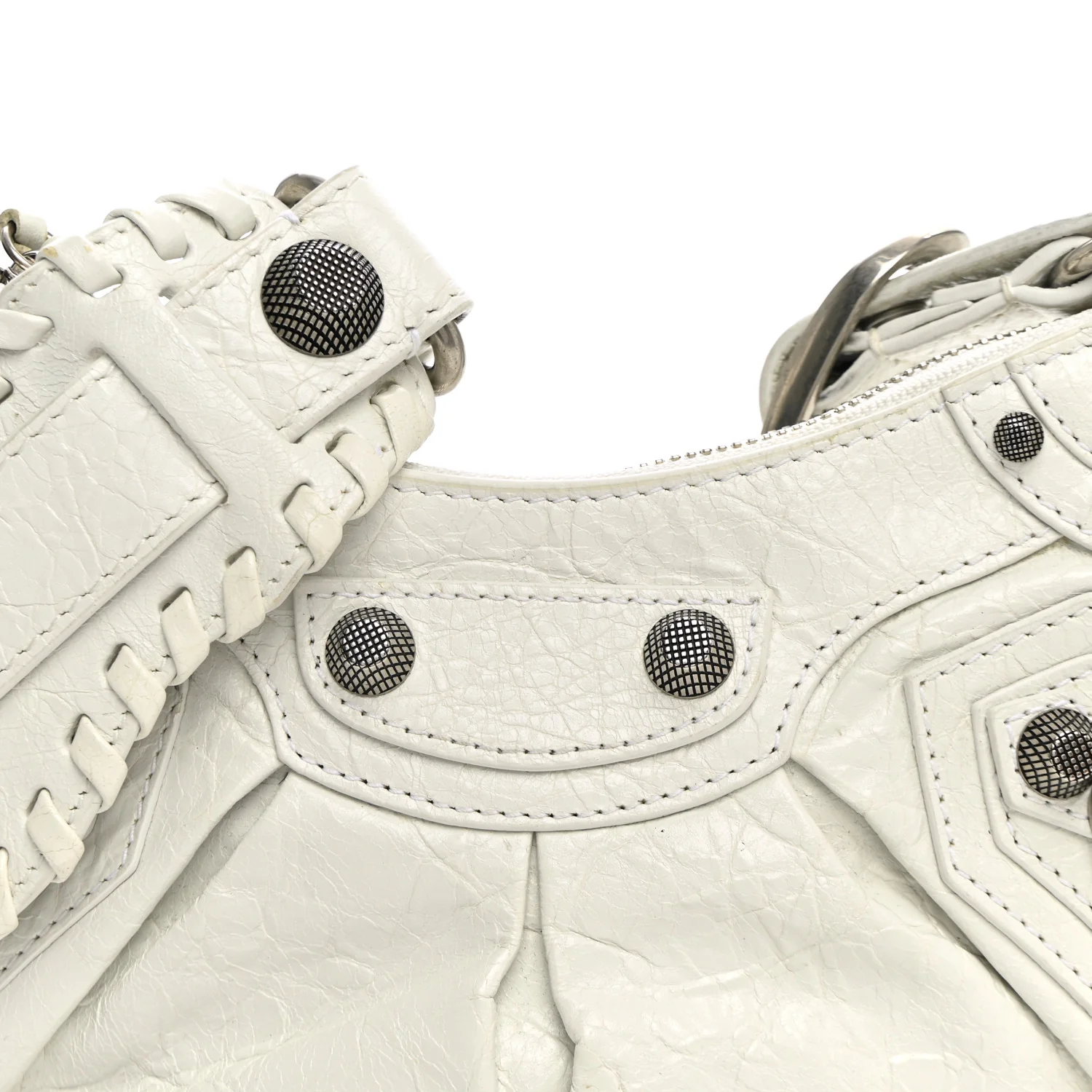 Balenciaga Agneau Arena Le Cagole Shoulder Bag XS Optic White - Image 8