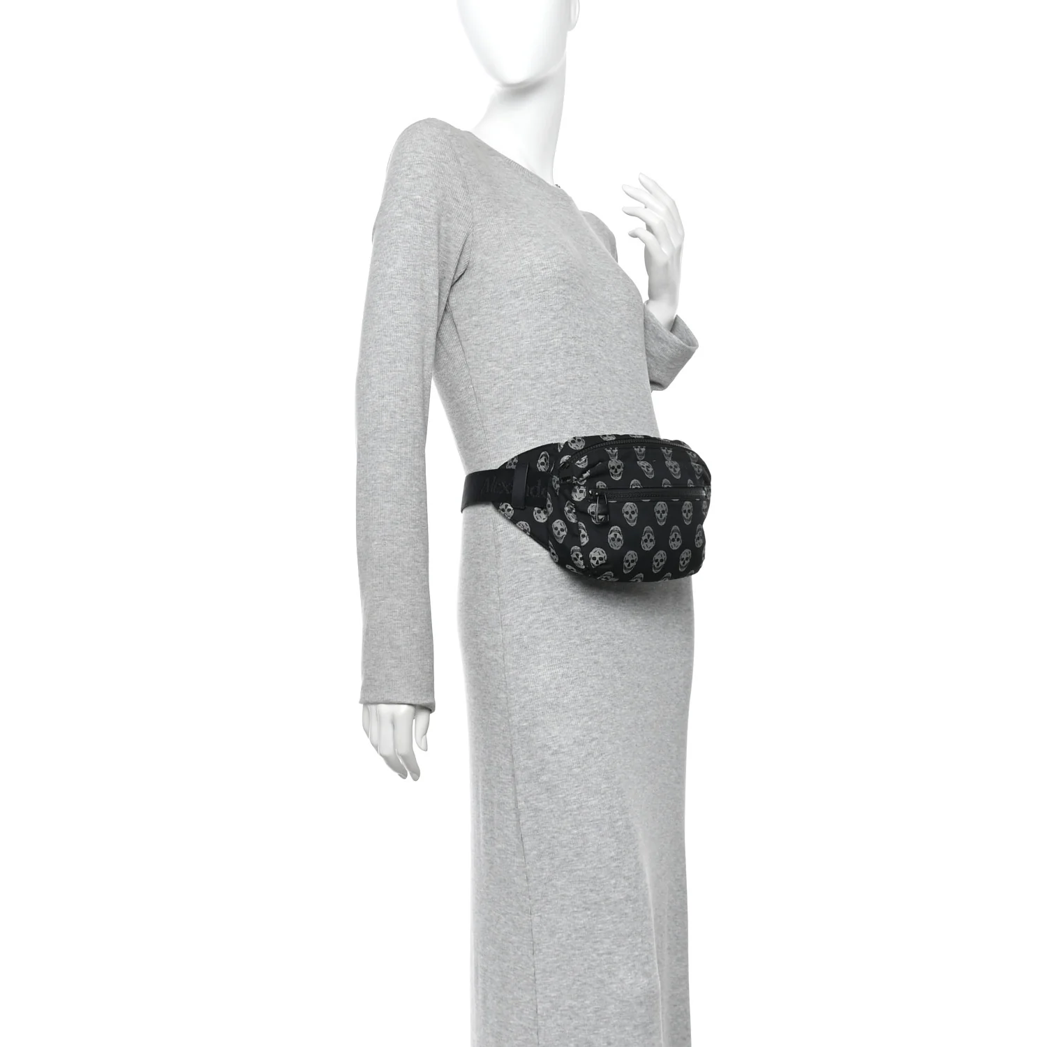Alexander McQueen Jacquard Skull Belt Bag Black White - Image 2