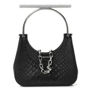 Alexander McQueen Snakeskin Crystal Mini T Bar Top Handle Black