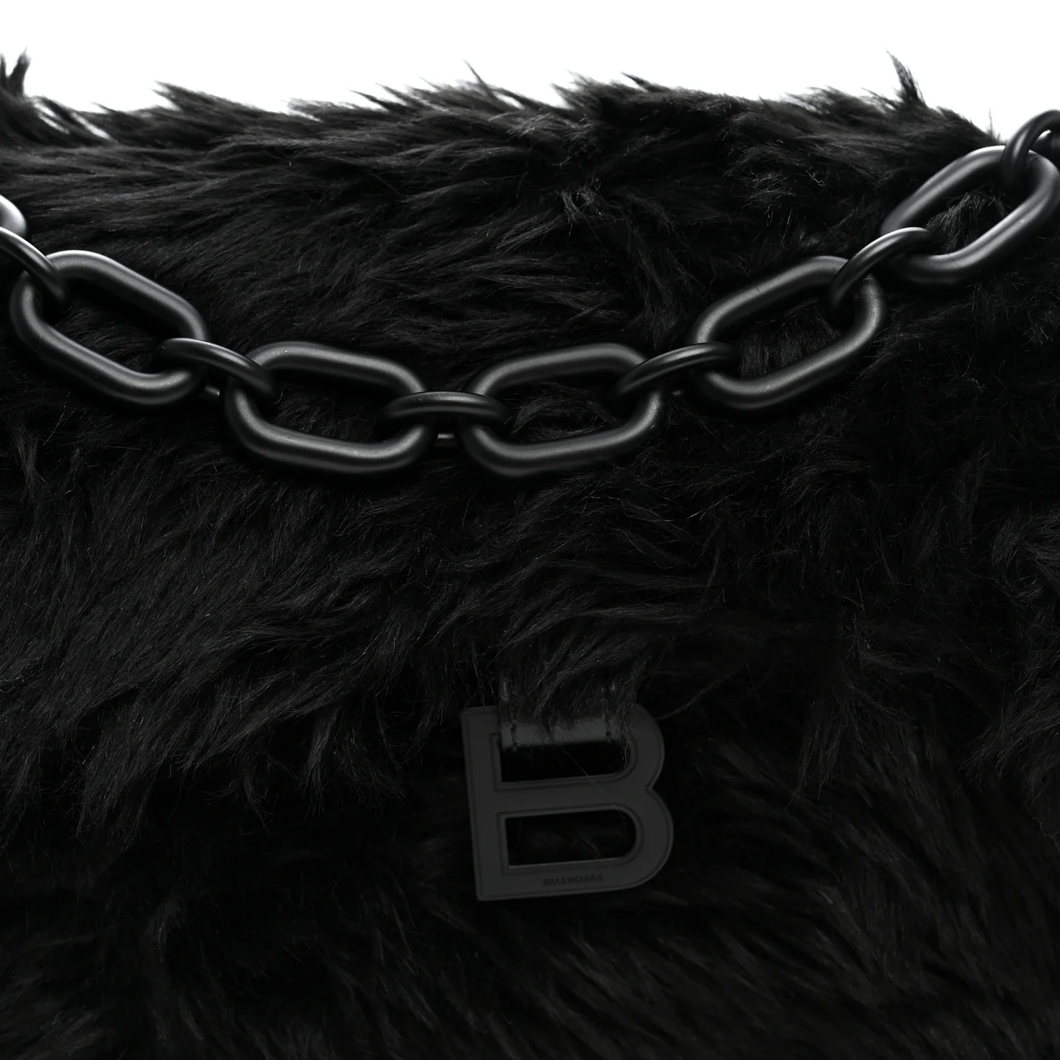 Balenciaga Faux Fur Small Downtown Shoulder Bag Black - Image 7