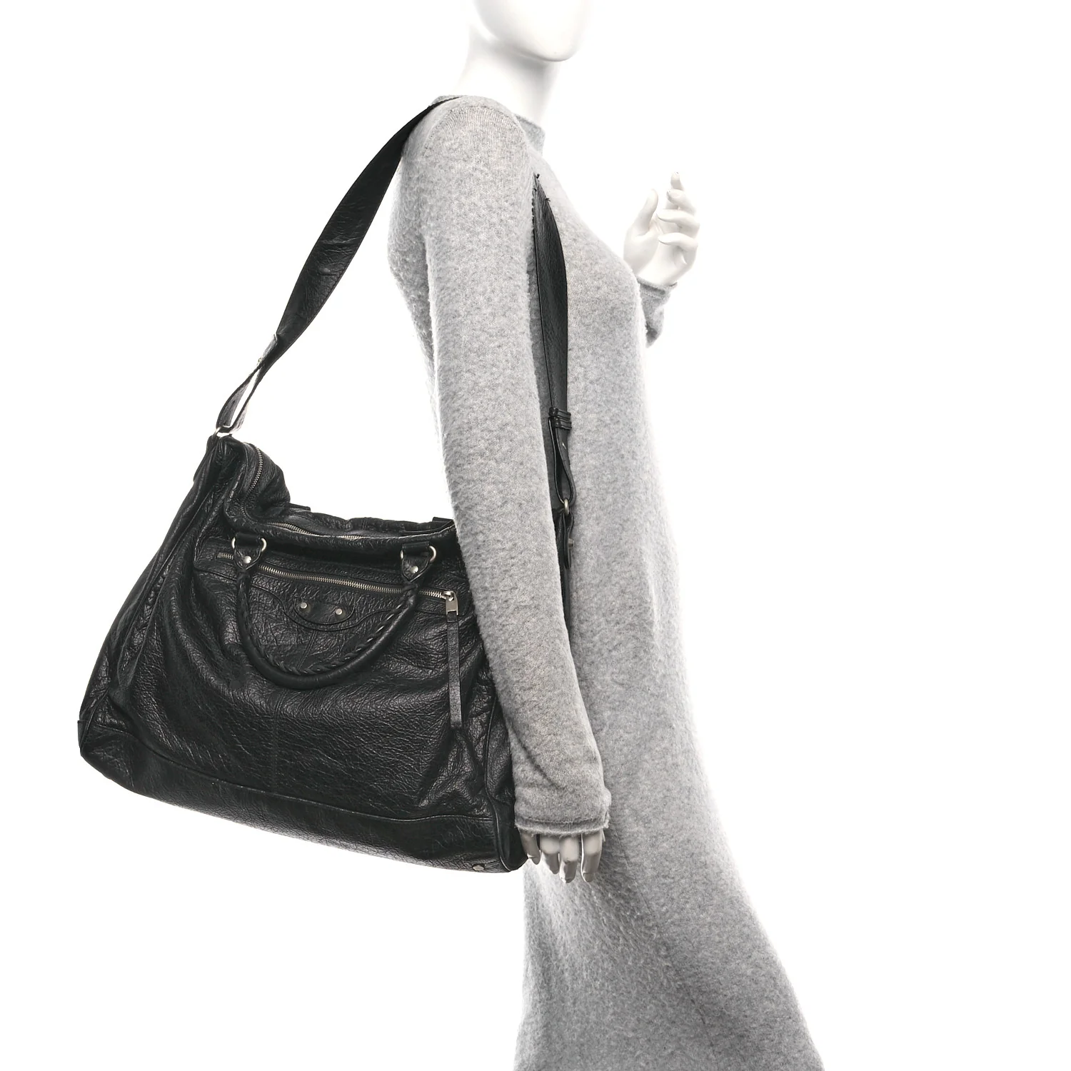 Balenciaga Agneau Classic Silver Hardware Weekender Black - Image 2