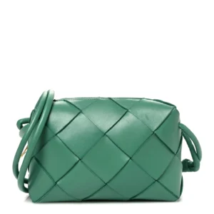 Bottega Veneta Lambskin Maxi Intrecciato Small Cassette Camera Bag Mermaid