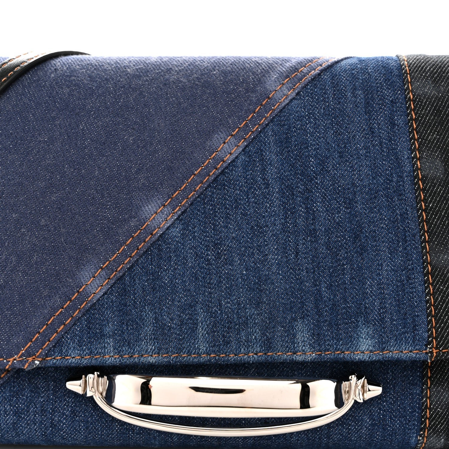 Alexander McQueen Denim Calfskin The Story Shoulder Bag Blue - Image 8
