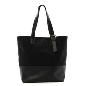 Alexander McQueen Canvas Calfskin T-Bar Shopping Bag Black