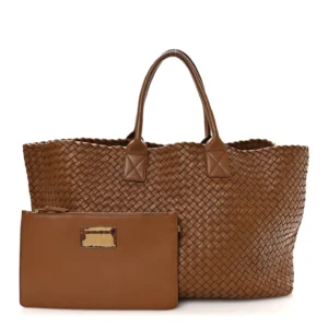 Bottega Veneta Nappa Intrecciato Large Heart Cabat White Tan