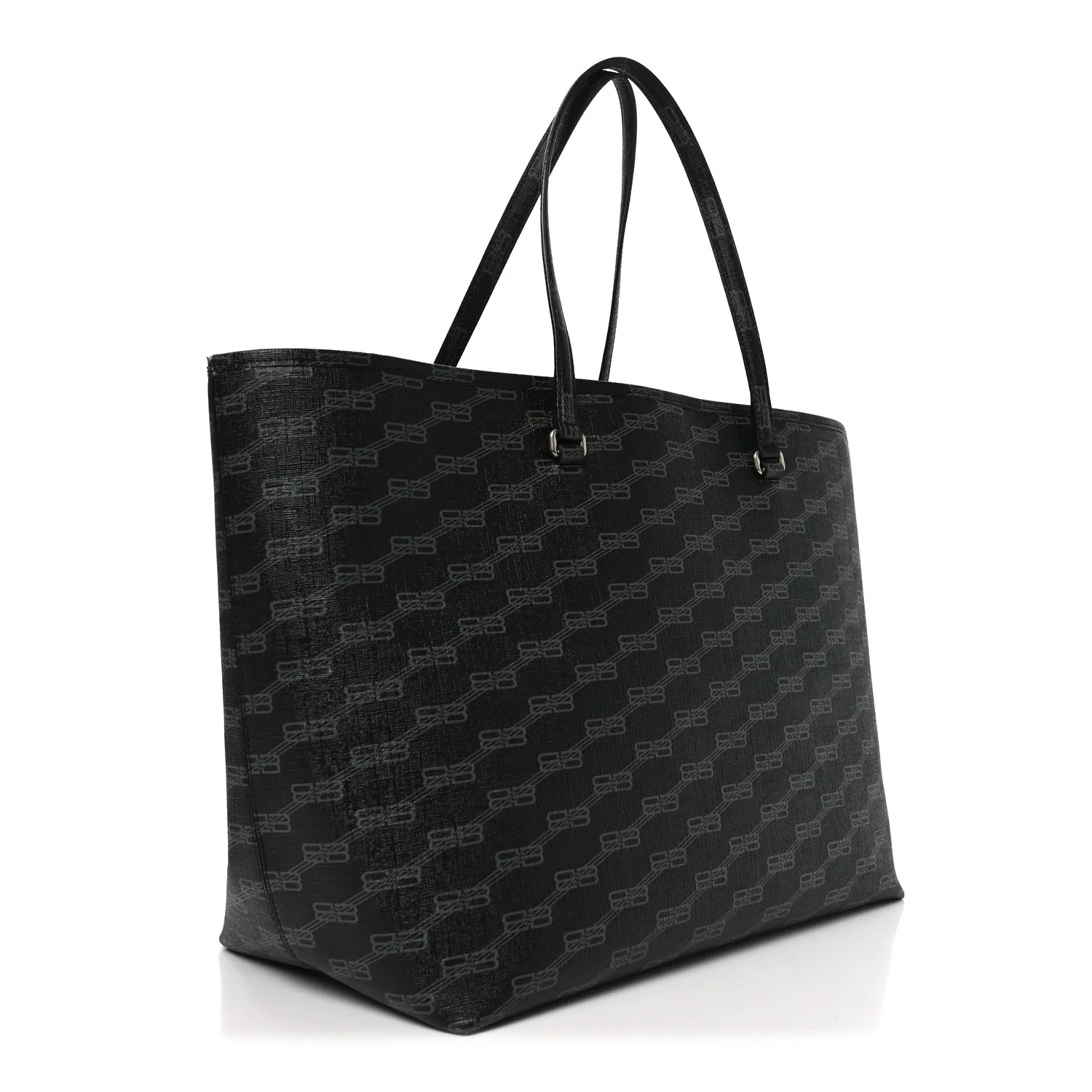 Balenciaga Coated Canvas BB Monogram Large Signature East West Shopper Bag Black Grey - Image 3
