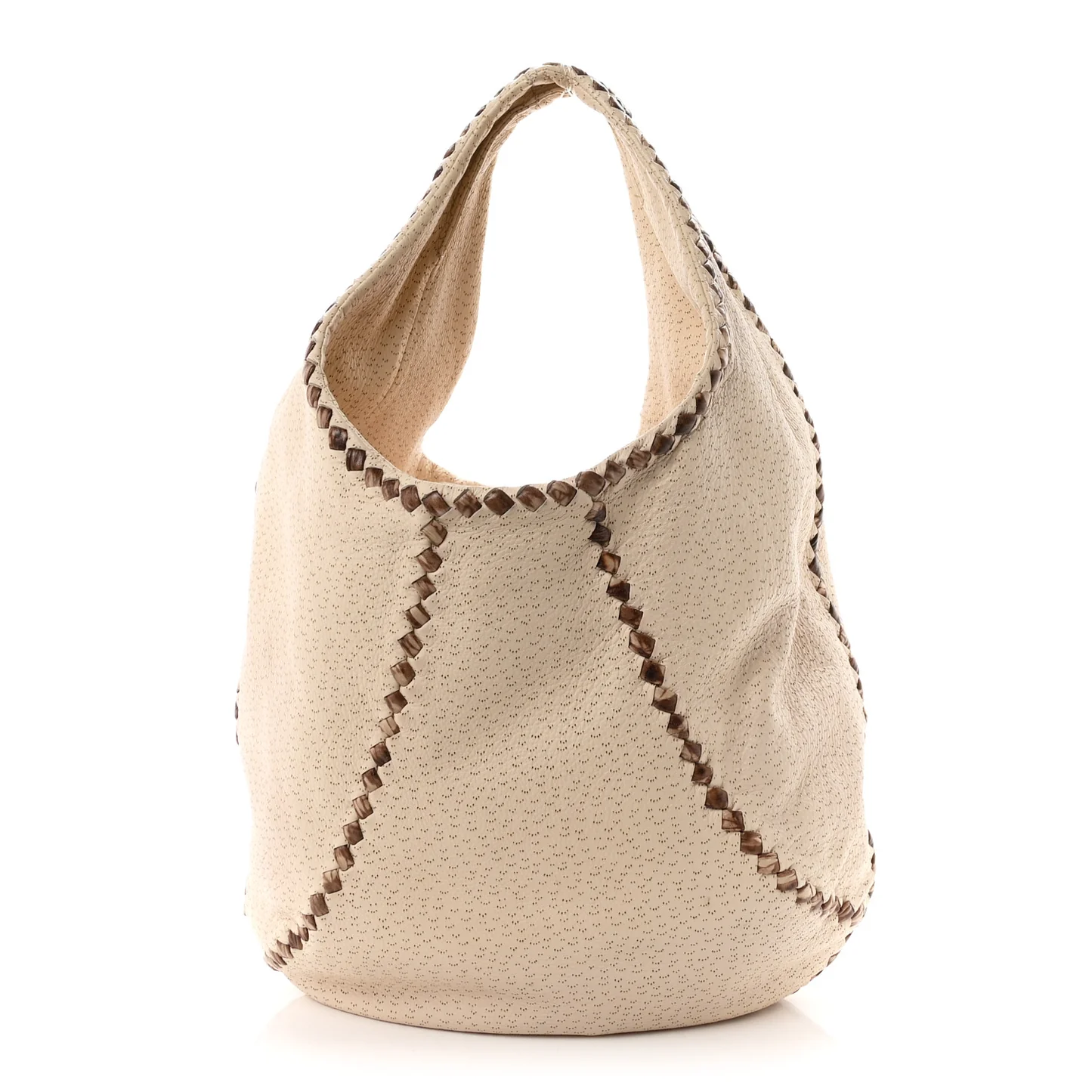 Bottega Veneta Cervo Deerskin Perforated Pekary Hobo Cream - Image 2