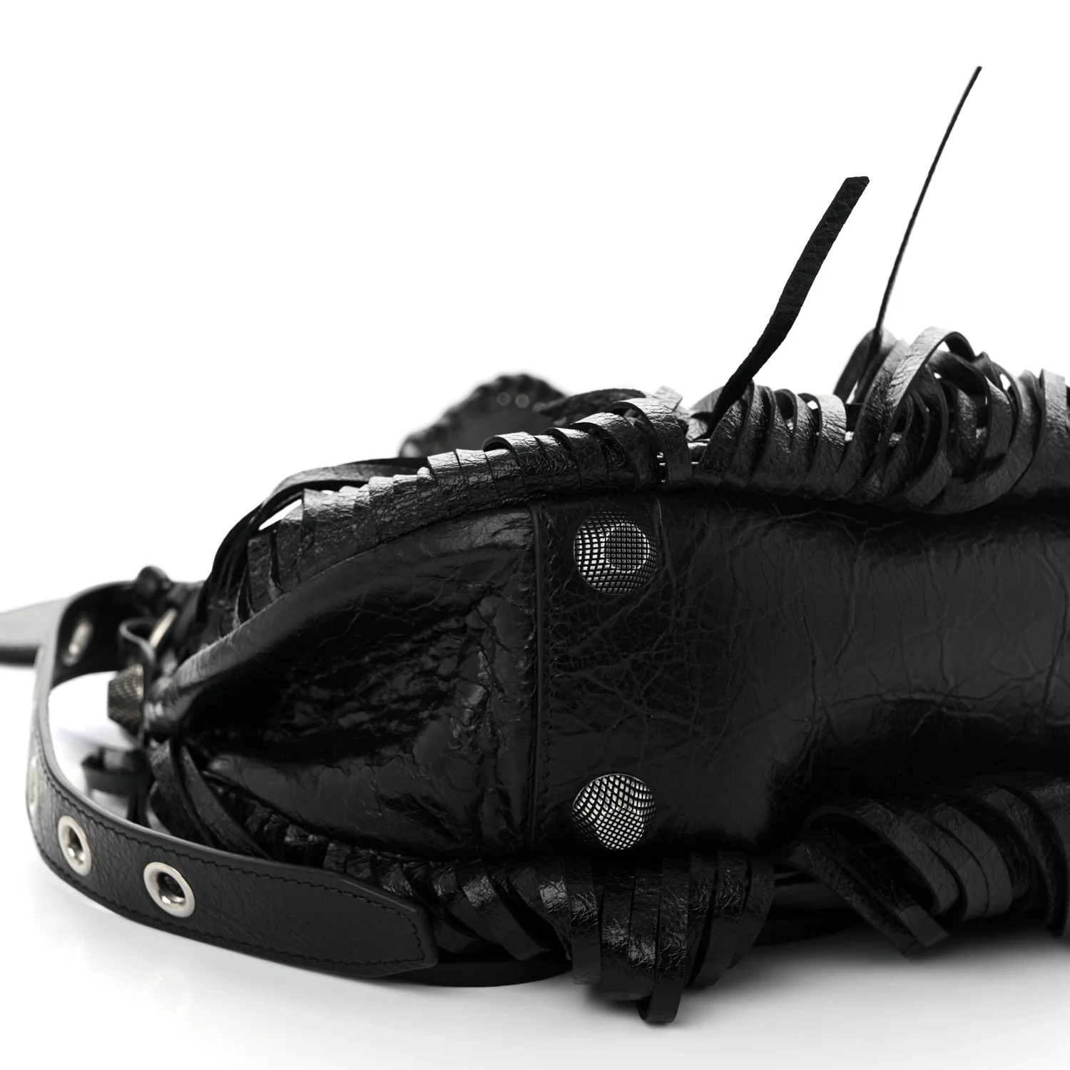 Balenciaga Agneau Arena Small Le Cagole Fringe Shoulder Bag Black - Image 8