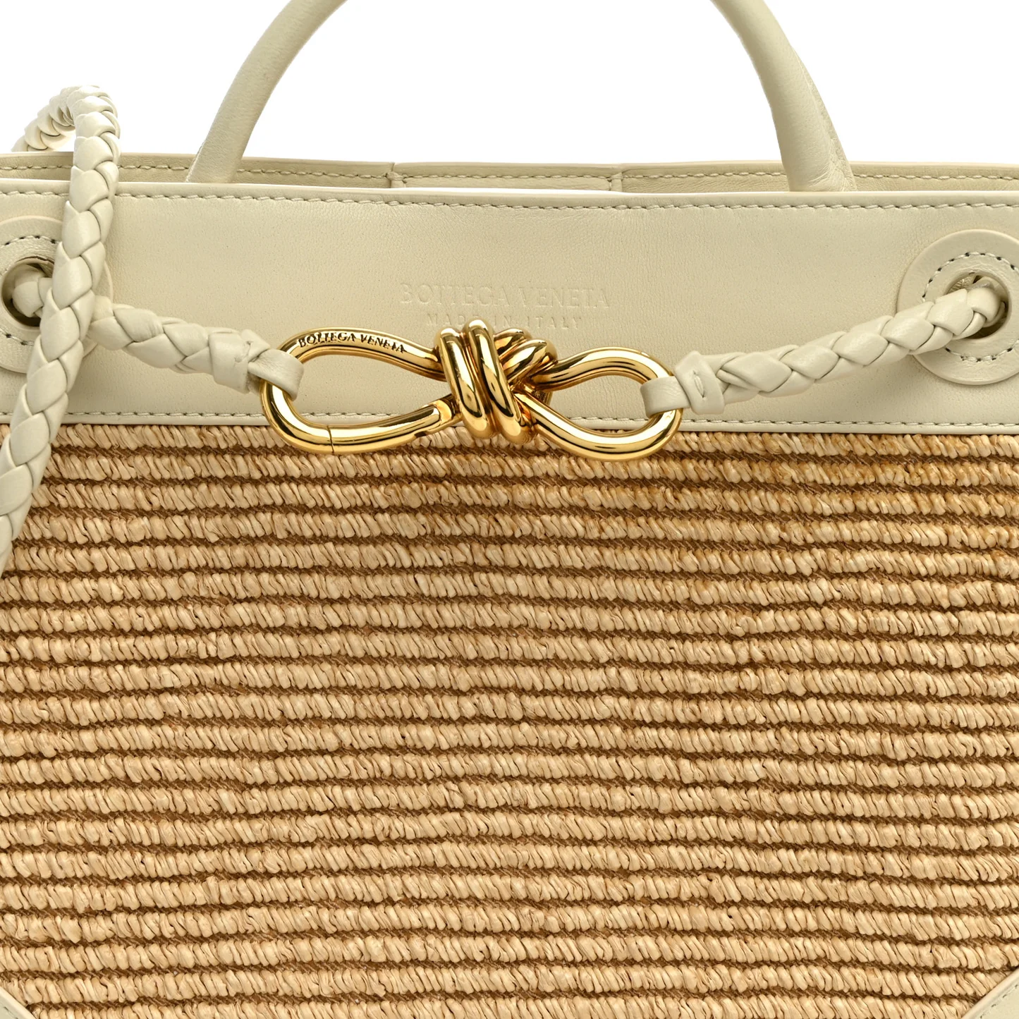 Bottega Veneta Raffia Calfskin Small Andiamo Shoulder Bag Sea Salt Natural - Image 7