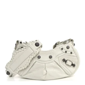 Balenciaga Agneau Arena Le Cagole Shoulder Bag XS Optic White