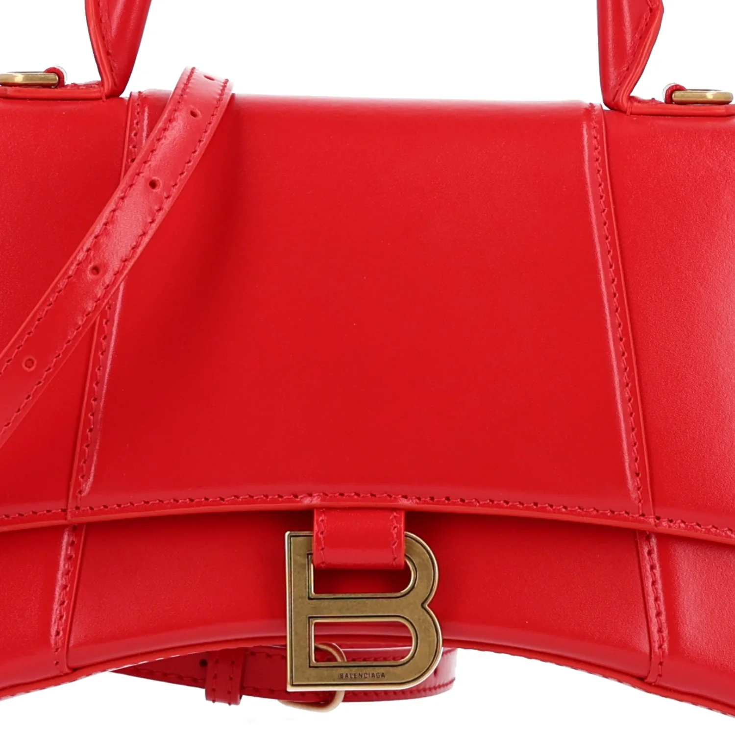 Balenciaga Shiny Box Calfskin Small Hourglass Top Handle Bag Bright Red - Image 8