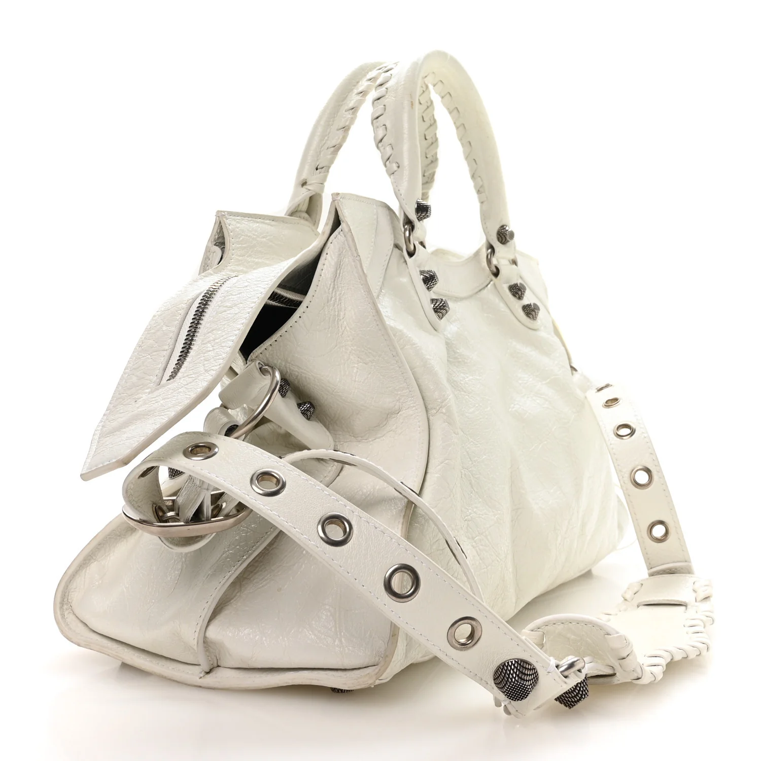 Balenciaga Agneau Arena Neo Cagole City Handbag Optic White - Image 3