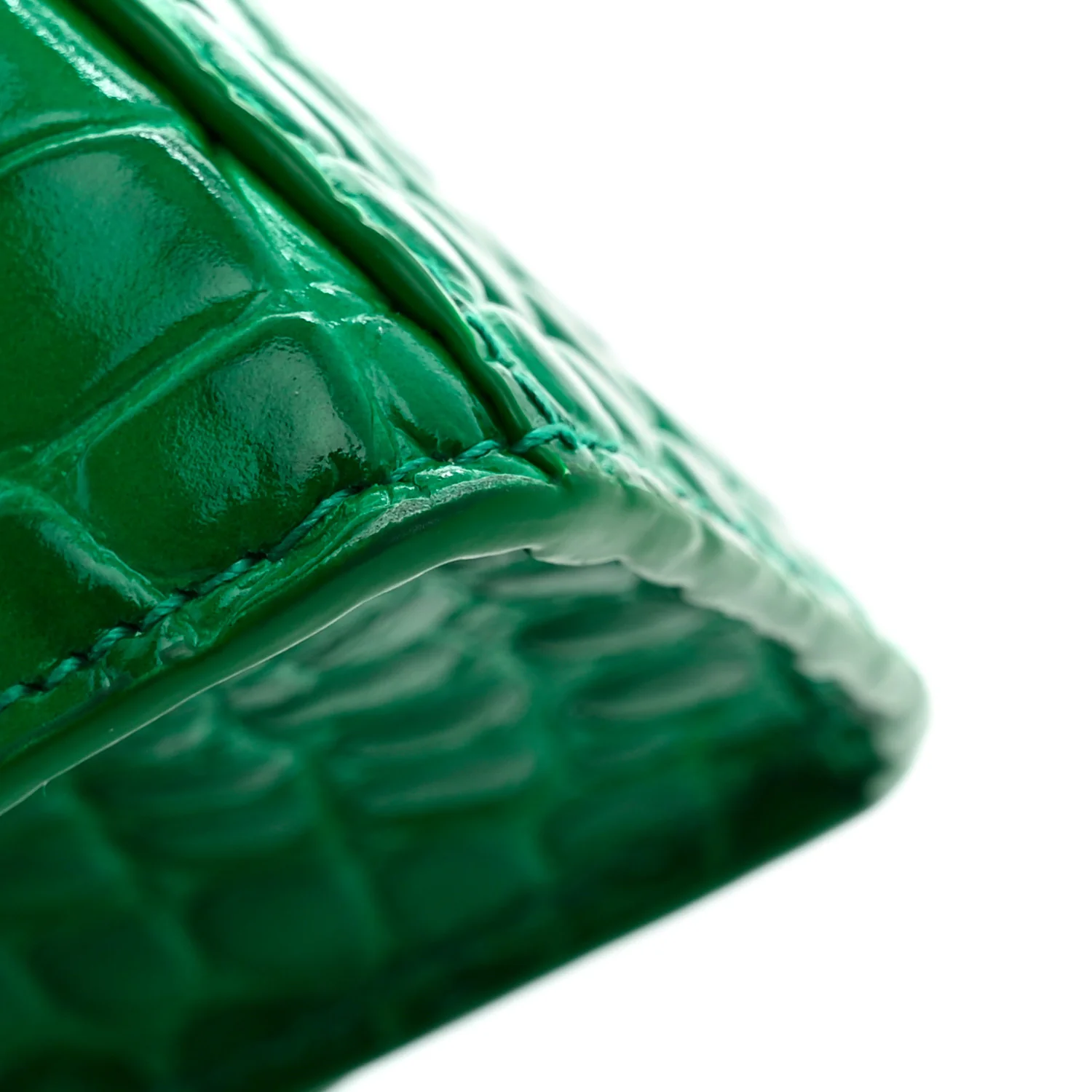 Balenciaga Shiny Calfskin Crocodile Embossed Hourglass Top Handle Bag XS Jade - Image 11