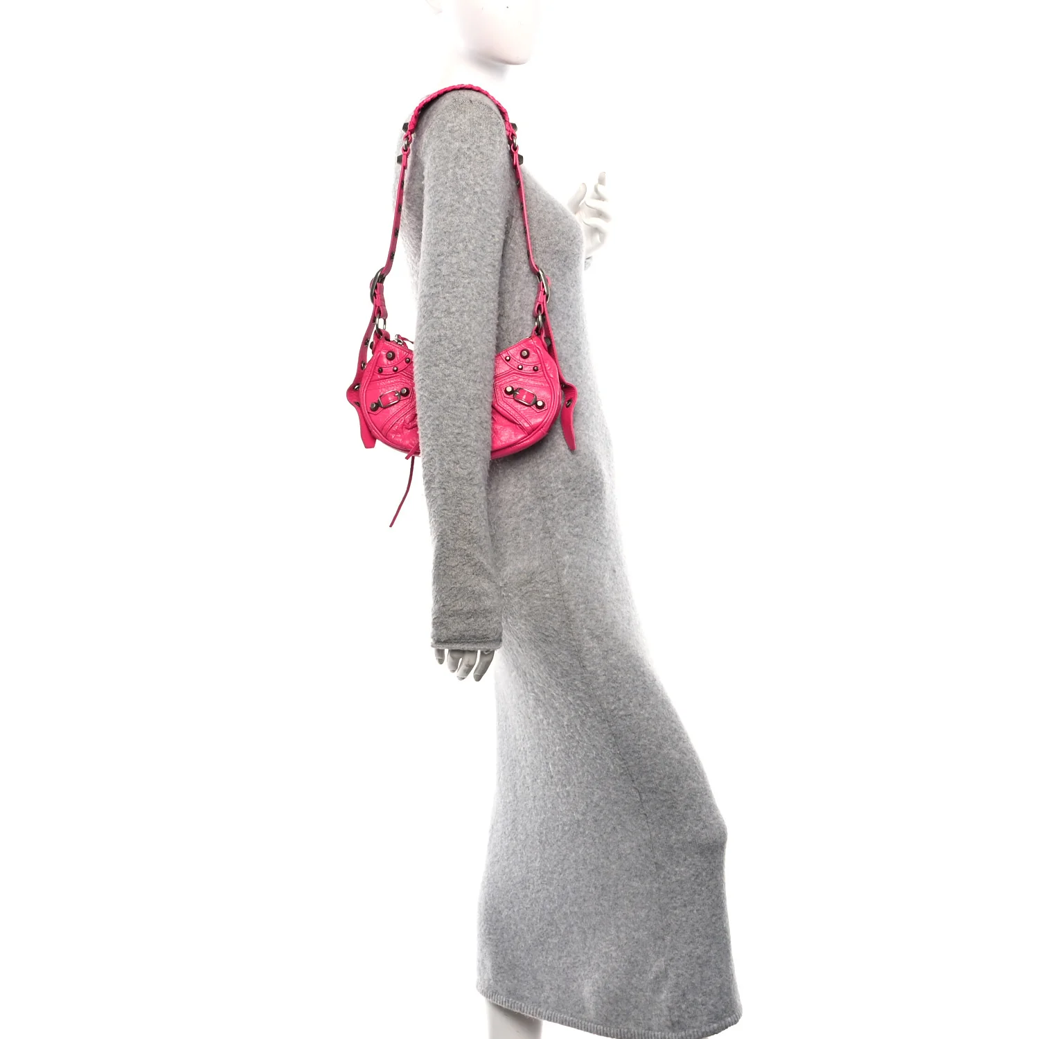 Balenciaga Agneau Arena Le Cagole Shoulder Bag XS Hot Pink - Image 2