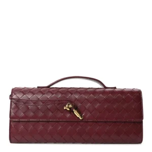 Bottega Veneta Nappa Intrecciato Long Andiamo Top Handle Clutch Barolo