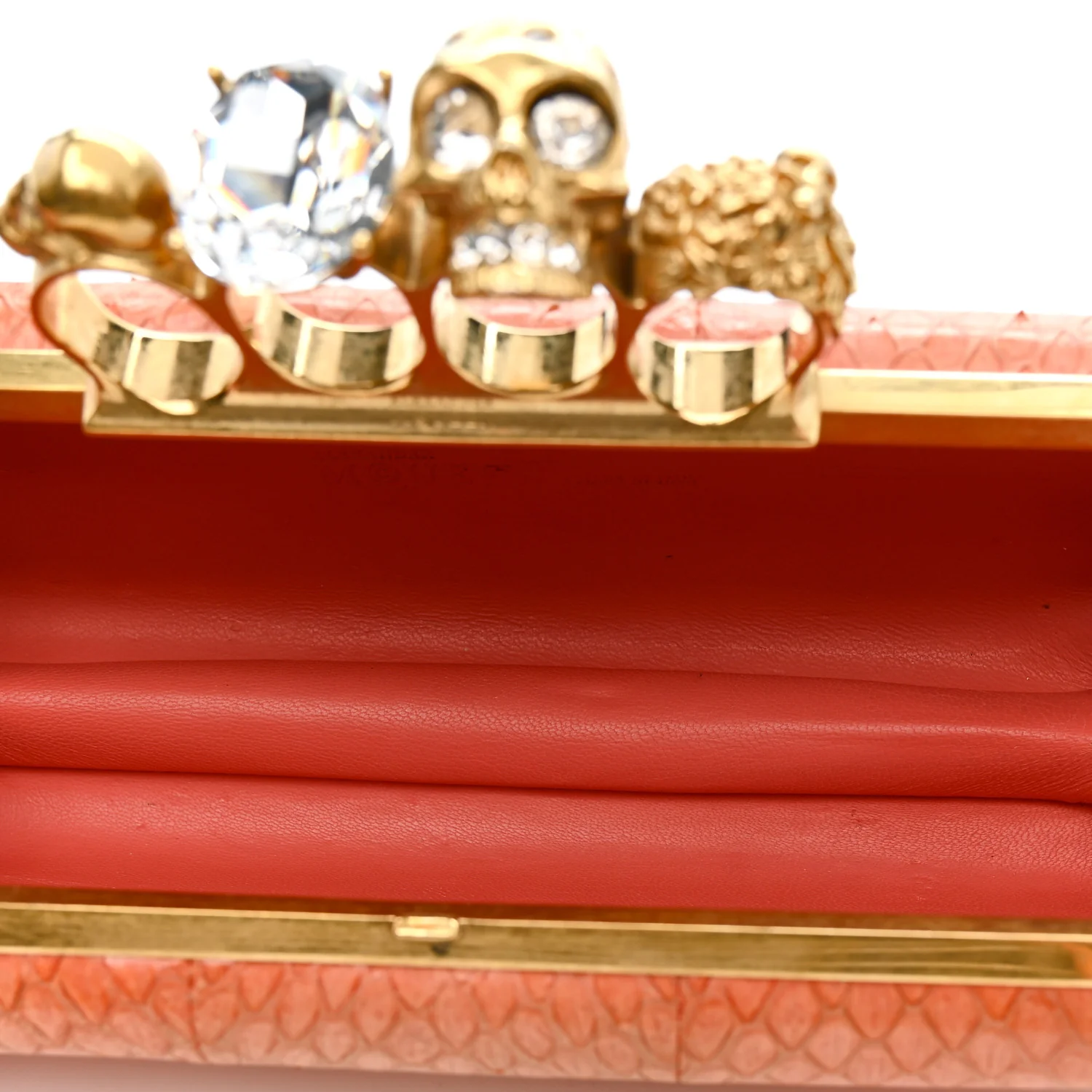 Alexander McQueen Snakeskin Knuckle Box Clutch Orange - Image 5