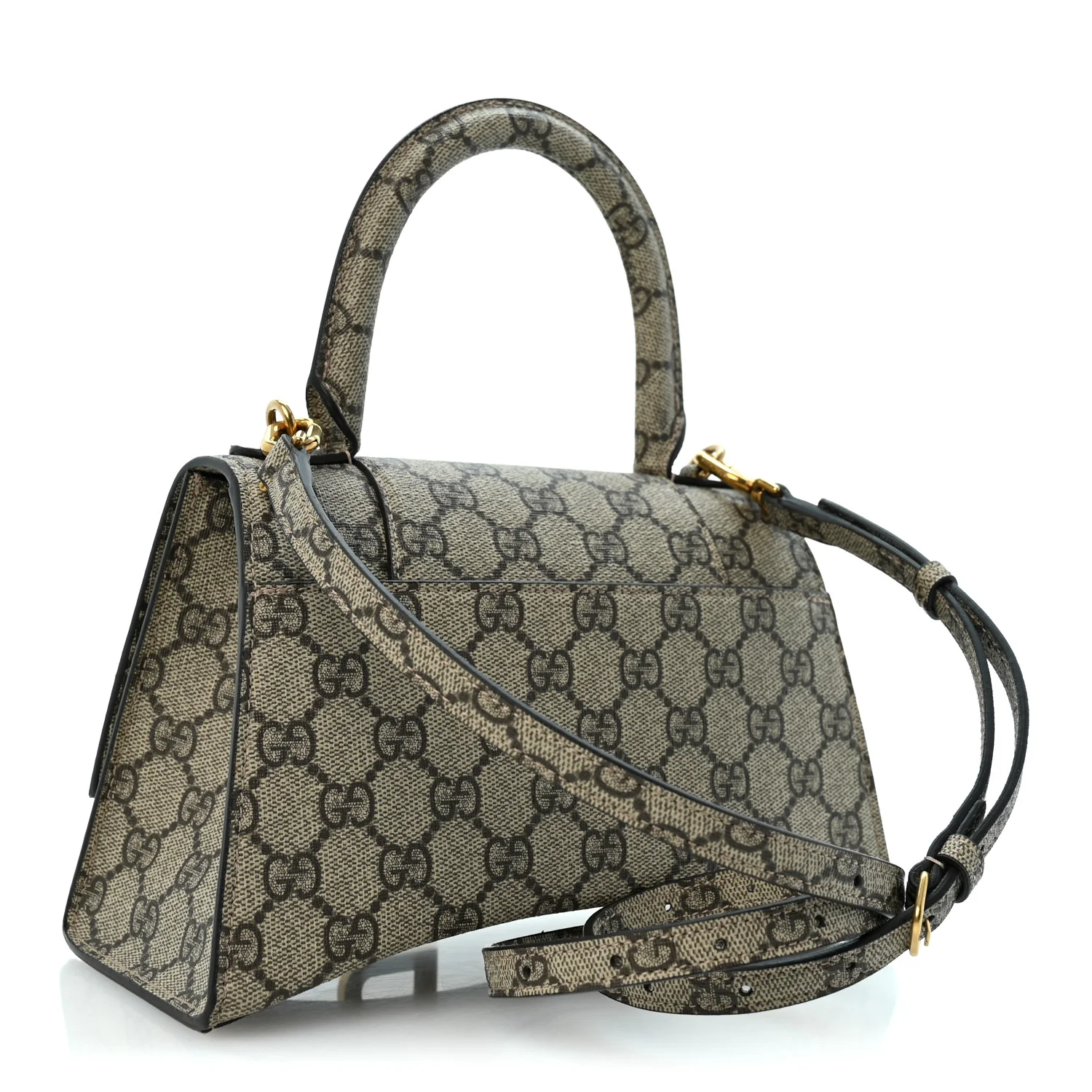 Balenciaga X GUCCI GG Supreme Monogram Small Hourglass Top Handle Bag Beige Ebony - Image 3