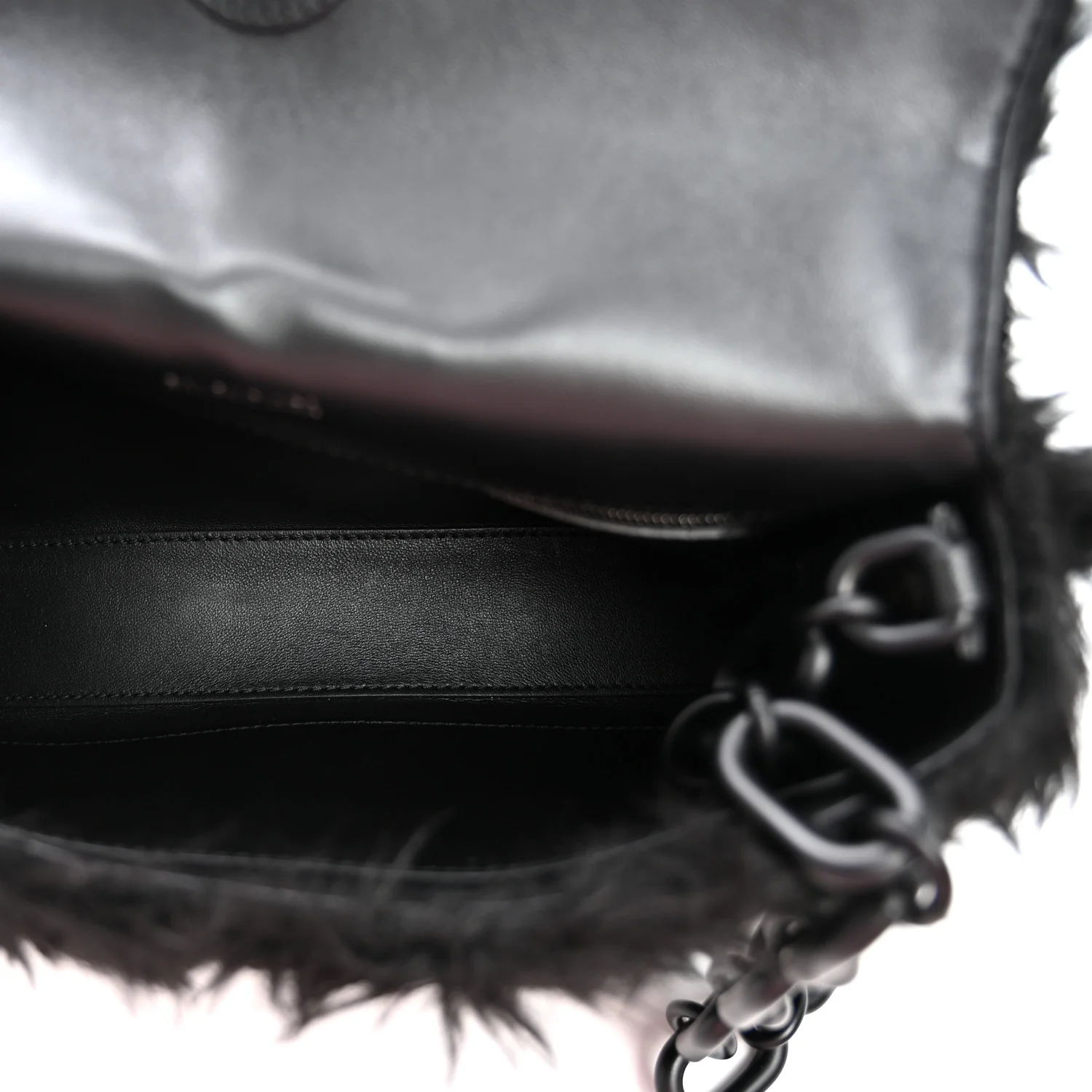 Balenciaga Faux Fur Small Downtown Shoulder Bag Black - Image 5