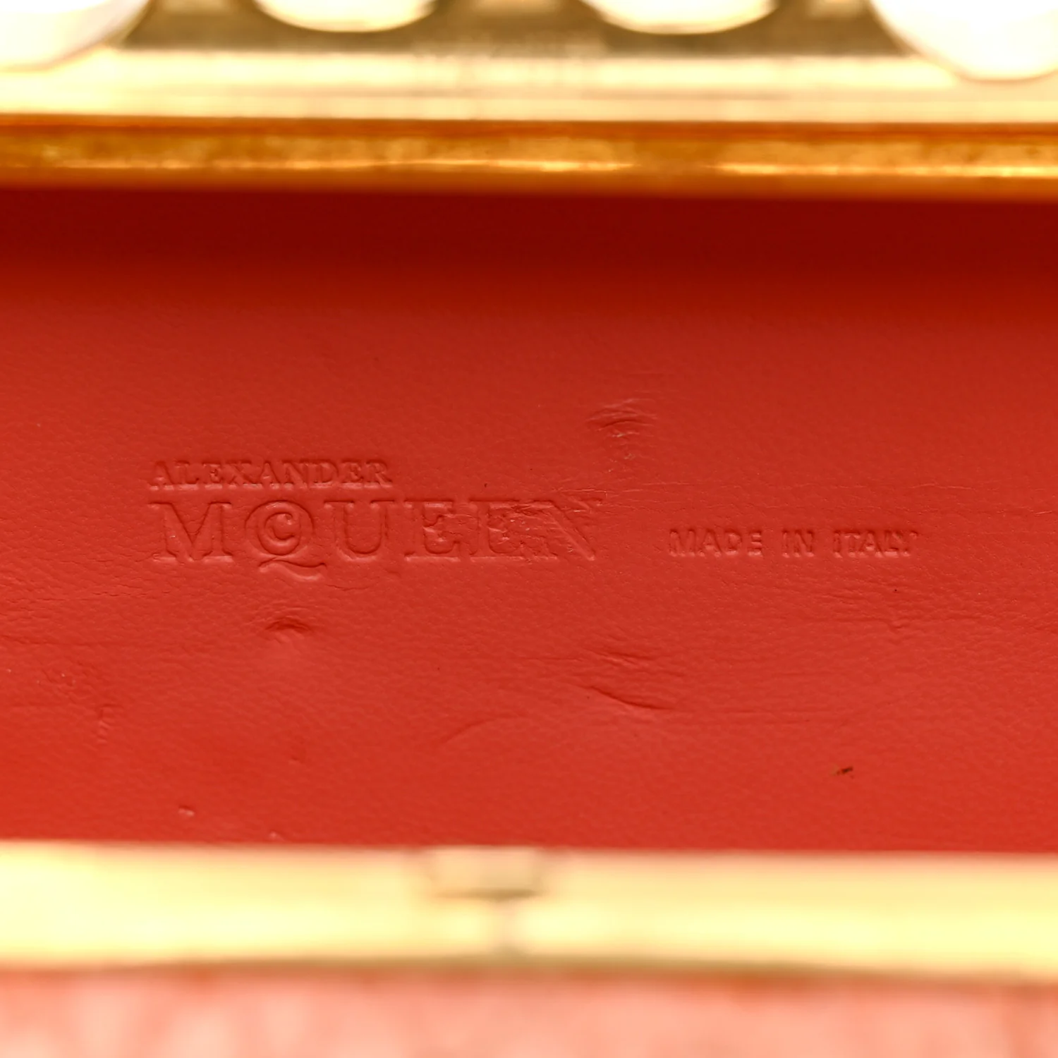 Alexander McQueen Snakeskin Knuckle Box Clutch Orange - Image 6
