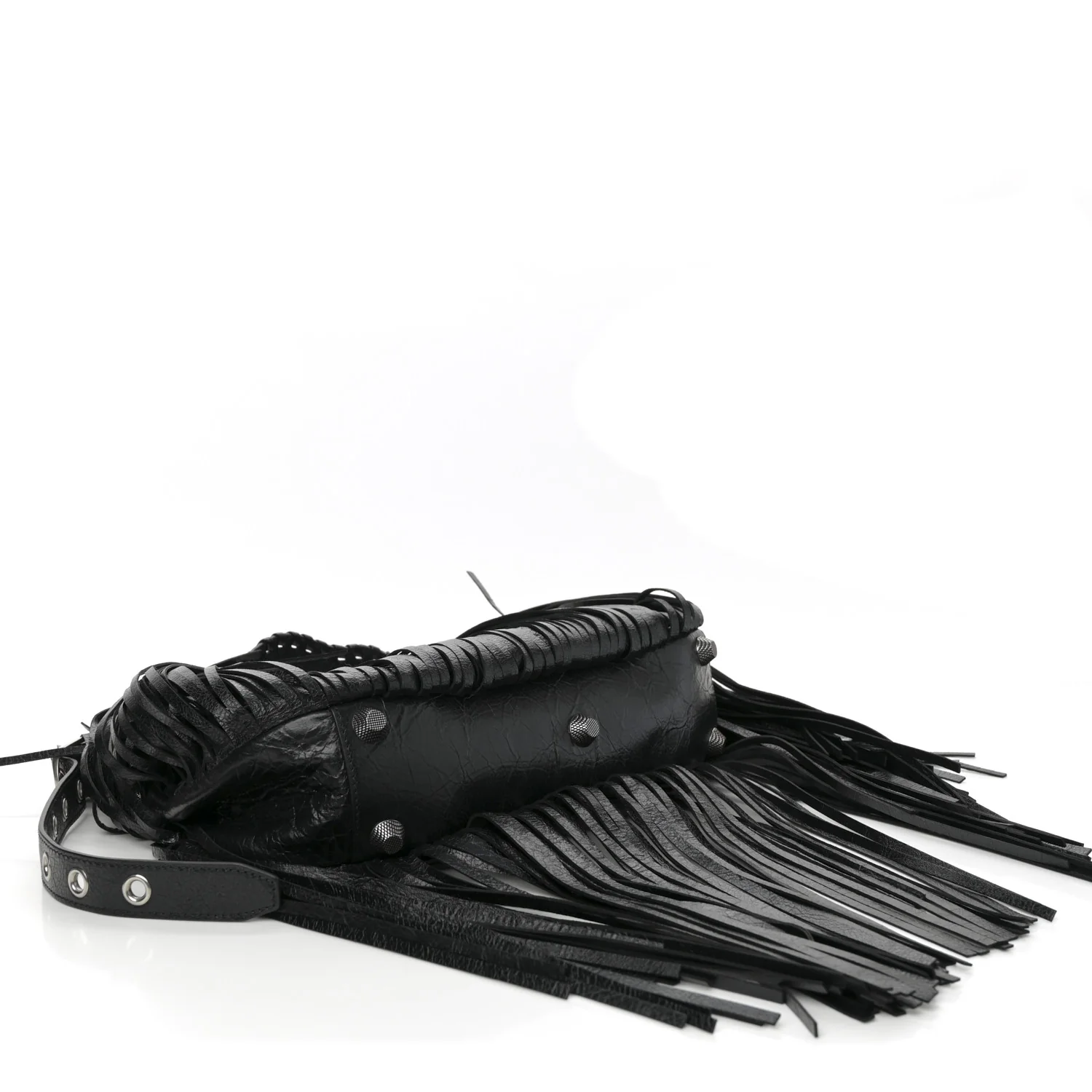 Balenciaga Agneau Arena Small Le Cagole Fringe Shoulder Bag Black - Image 4