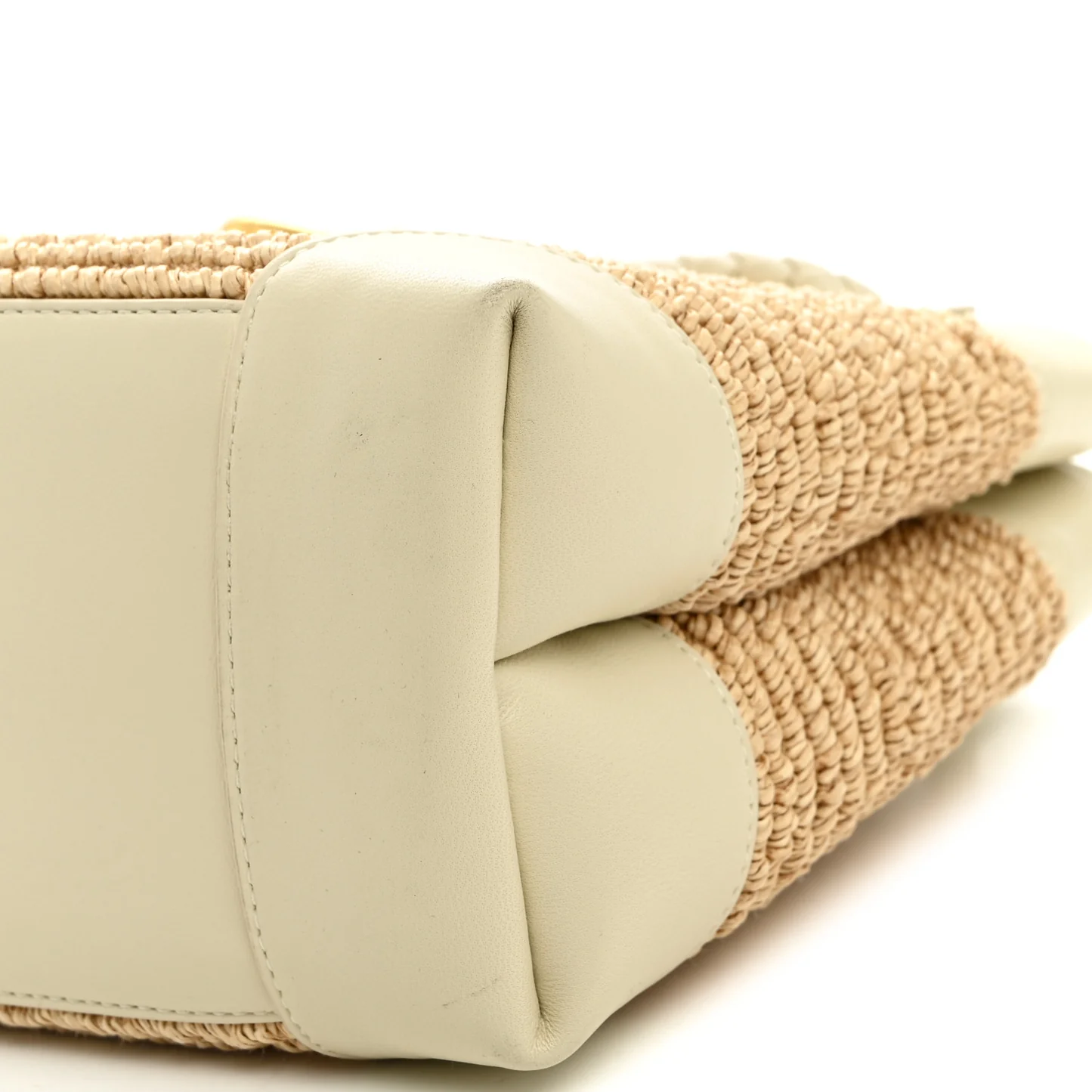 Bottega Veneta Raffia Calfskin Small Andiamo Shoulder Bag Sea Salt Natural - Image 9
