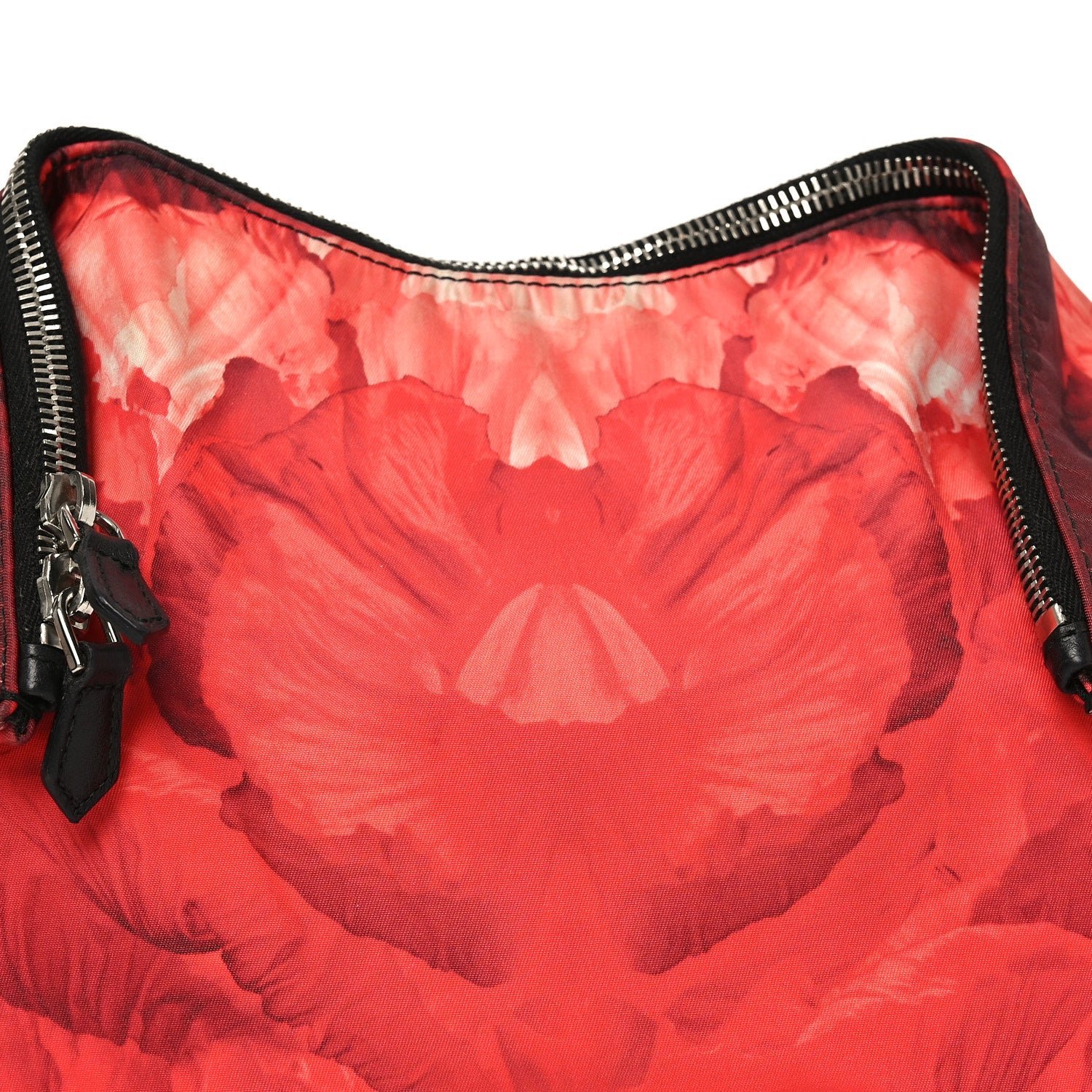 Alexander McQueen Silk Floral Print Clutch Red Multicolor - Image 6