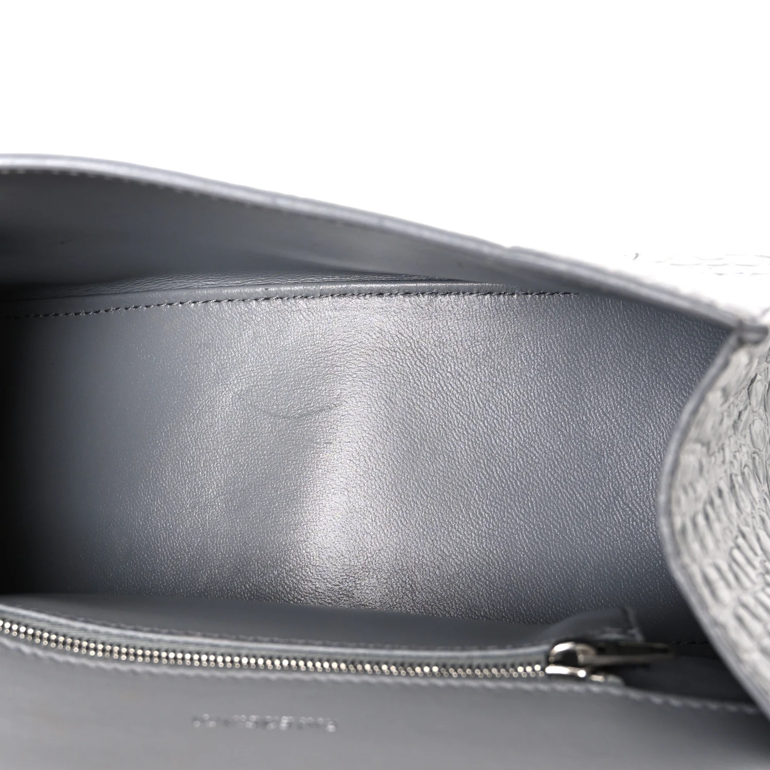 Balenciaga Shiny Calfskin Crocodile Embossed Small Hourglass Top Handle Bag Balenciaga Grey Balenciaga Grey - Image 5