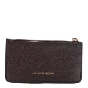 Alexander McQueen Calfskin Card Holder Wallet Burgundy