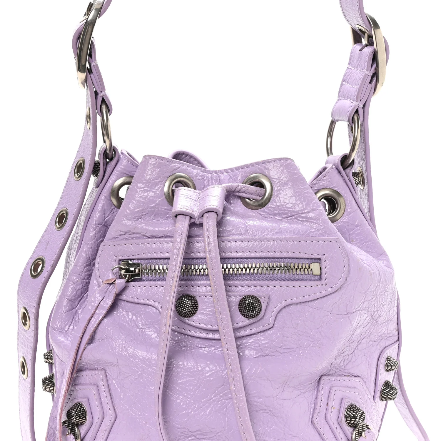 Balenciaga Agneau Arena Le Cagole Bucket Bag XS Lilac - Image 8