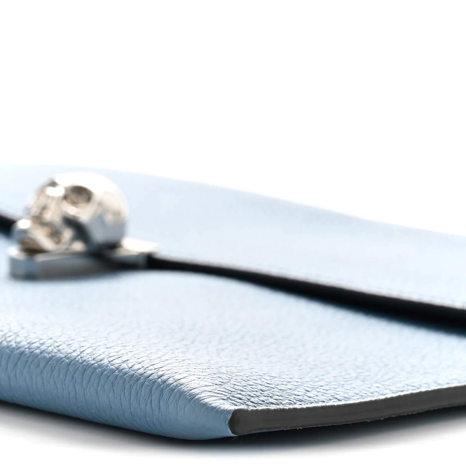 Alexander McQueen Calfskin Skull Envelope Clutch Blue - Image 9