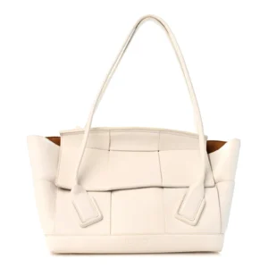 Bottega Veneta French Calfskin Maxi Intrecciato Medium Arco Bianco