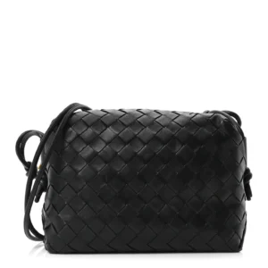 Bottega Veneta Nappa Intrecciato Small Loop Camera Bag Black