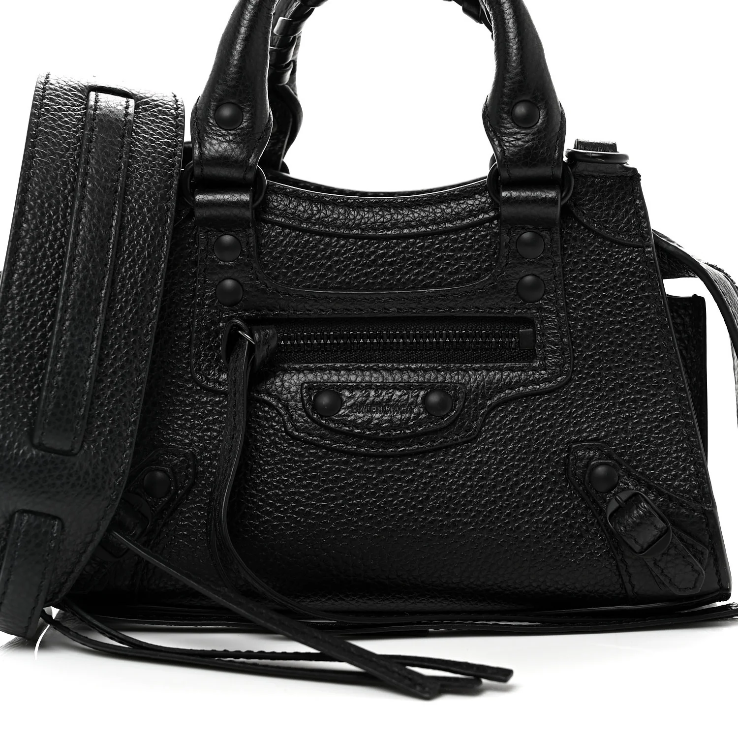 Balenciaga Grained Calfskin Neo Classic Black Hardware Nano City Crossbody Black - Image 8