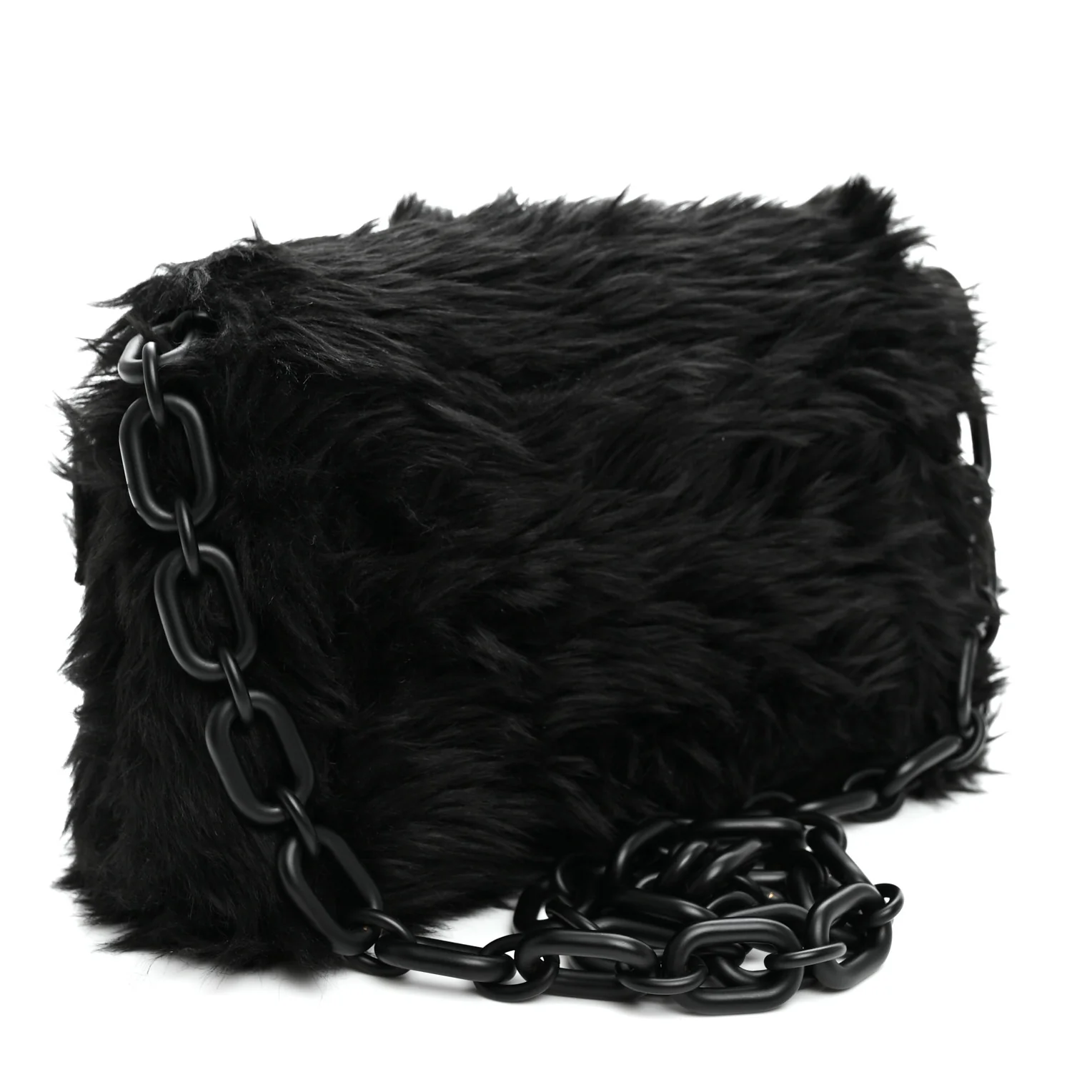 Balenciaga Faux Fur Small Downtown Shoulder Bag Black - Image 4