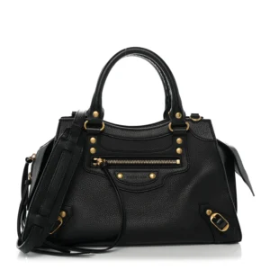 Balenciaga Grained Calfskin Neo Classic Gold Hardware S City Black
