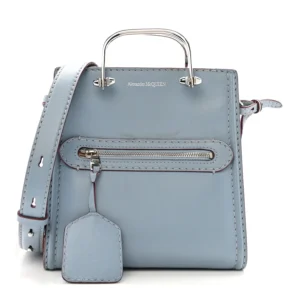 Alexander McQueen Calfskin The Short Story Shoulder Bag Blue Brown