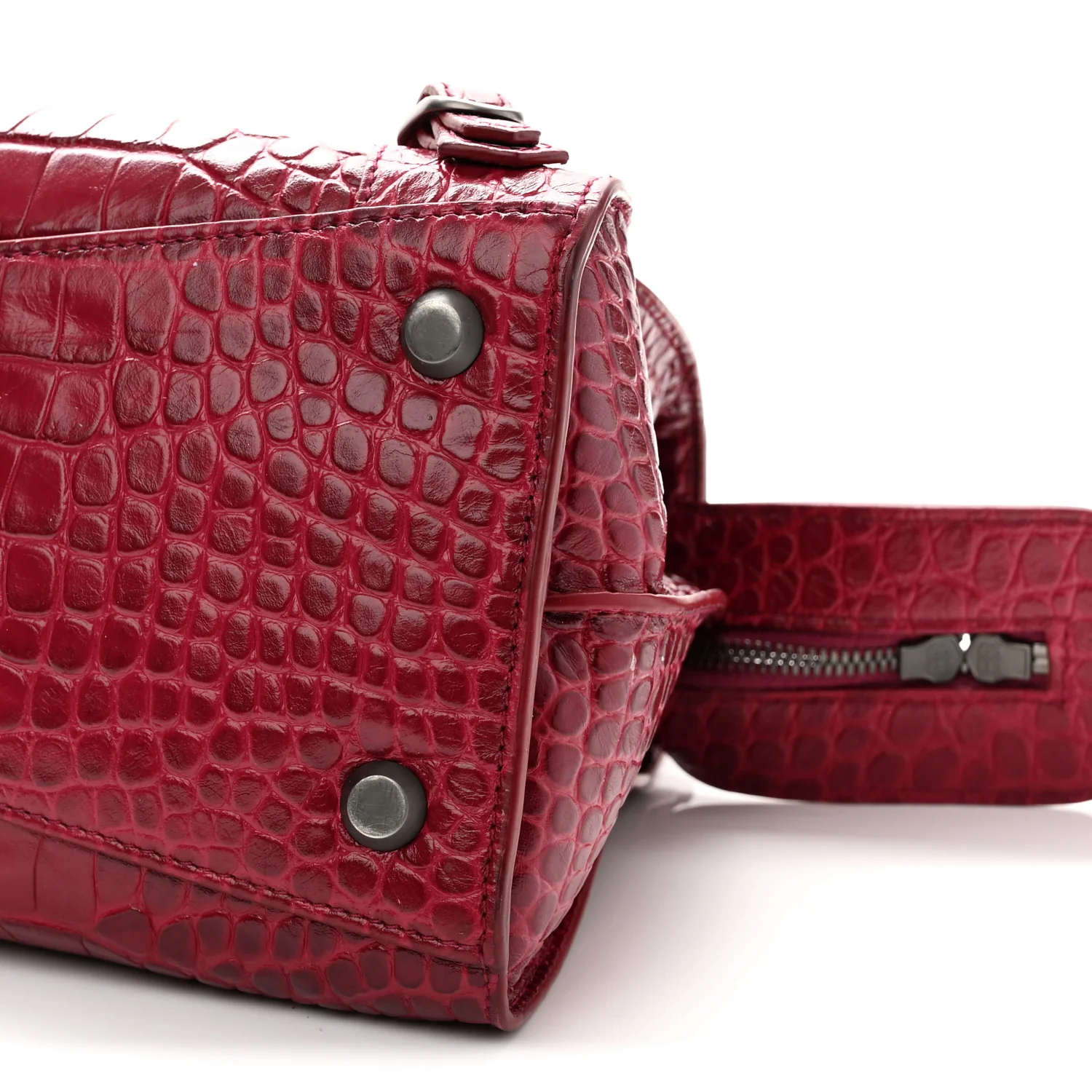 Balenciaga Calfskin Crocodile Embossed Neo Classic Silver Hardware S City Raspberry - Image 10