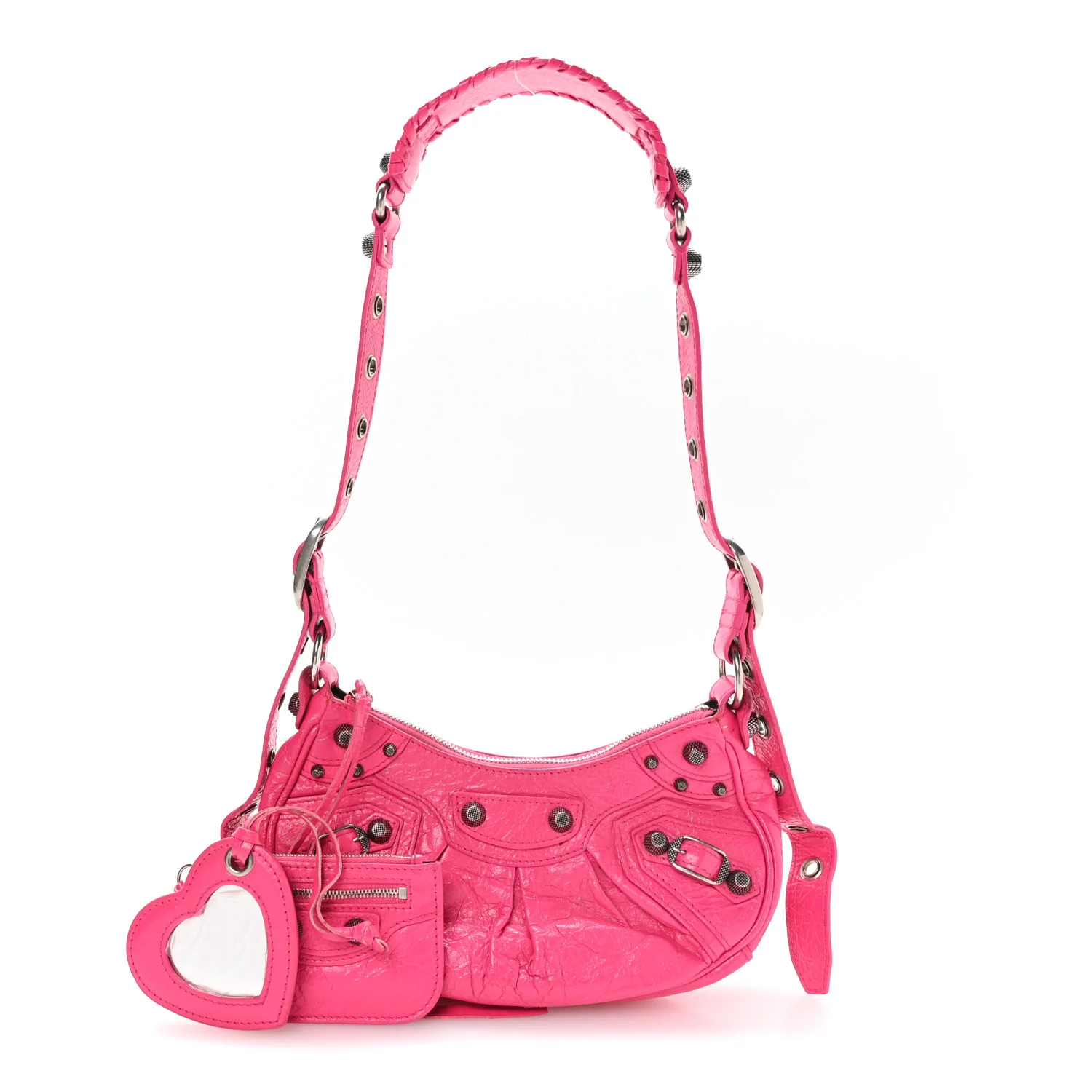 Balenciaga Agneau Arena Le Cagole Shoulder Bag XS Hot Pink - Image 3