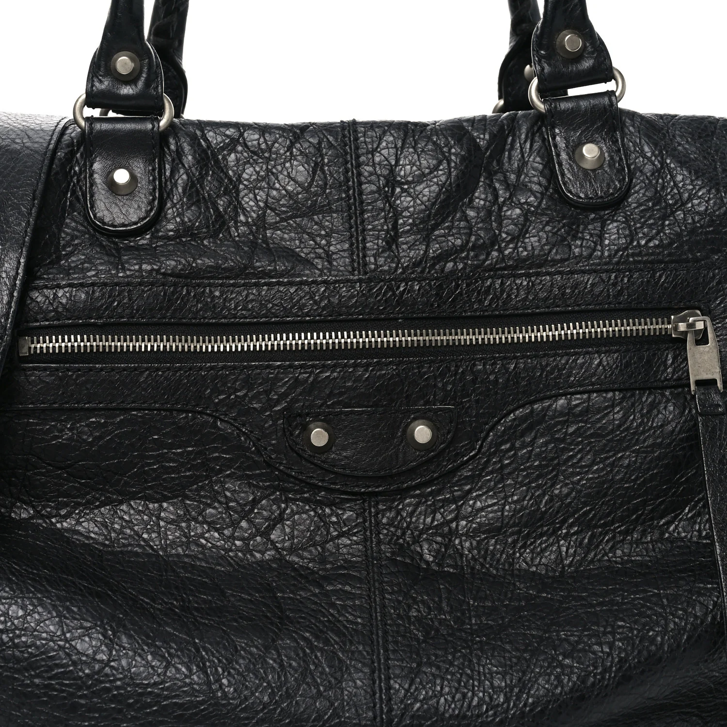 Balenciaga Agneau Classic Silver Hardware Weekender Black - Image 8
