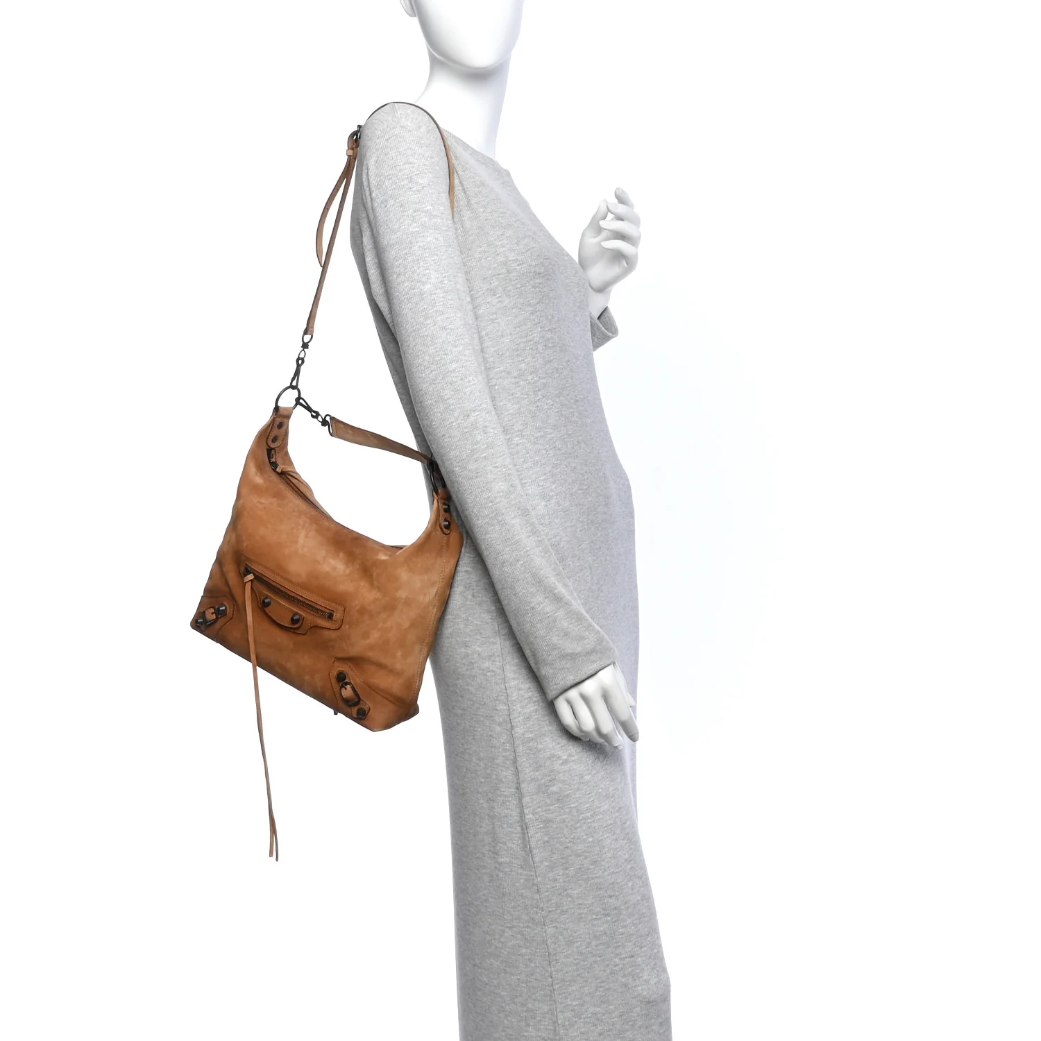 Balenciaga Suede Classic Hardware Small Le City Hobo Bag Camel - Image 2