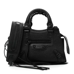 Balenciaga Grained Calfskin Neo Classic Black Hardware Nano City Crossbody Black