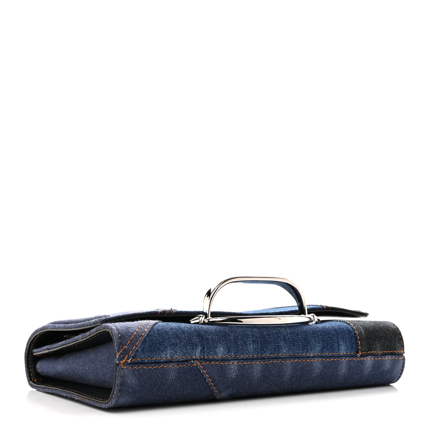 Alexander McQueen Denim Calfskin The Story Shoulder Bag Blue - Image 4