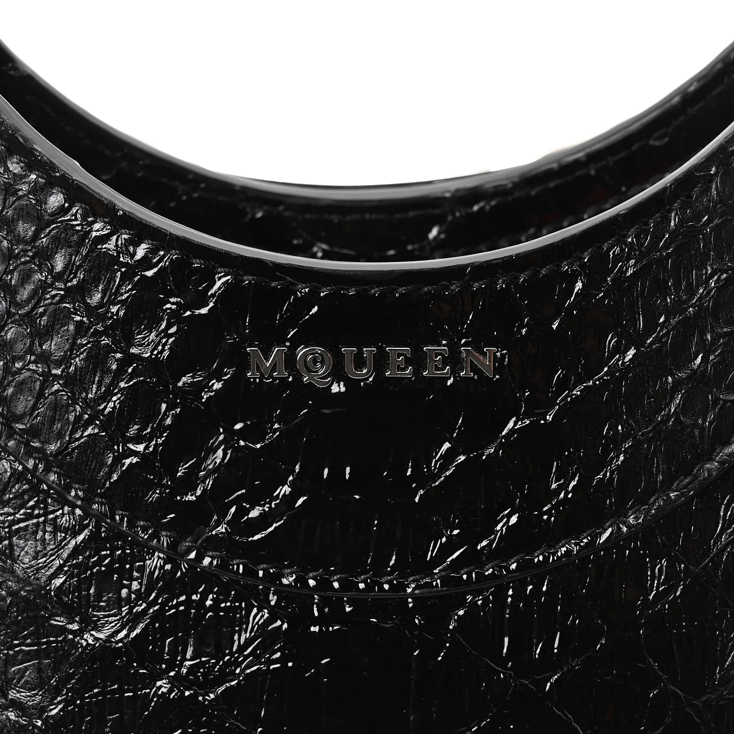 Alexander McQueen Snakeskin Crystal Mini T Bar Top Handle Black - Image 6