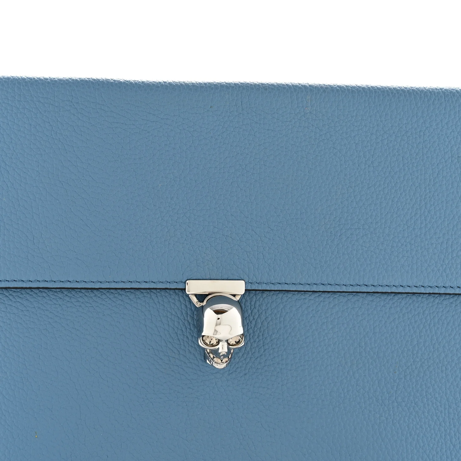 Alexander McQueen Calfskin Skull Envelope Clutch Blue - Image 7