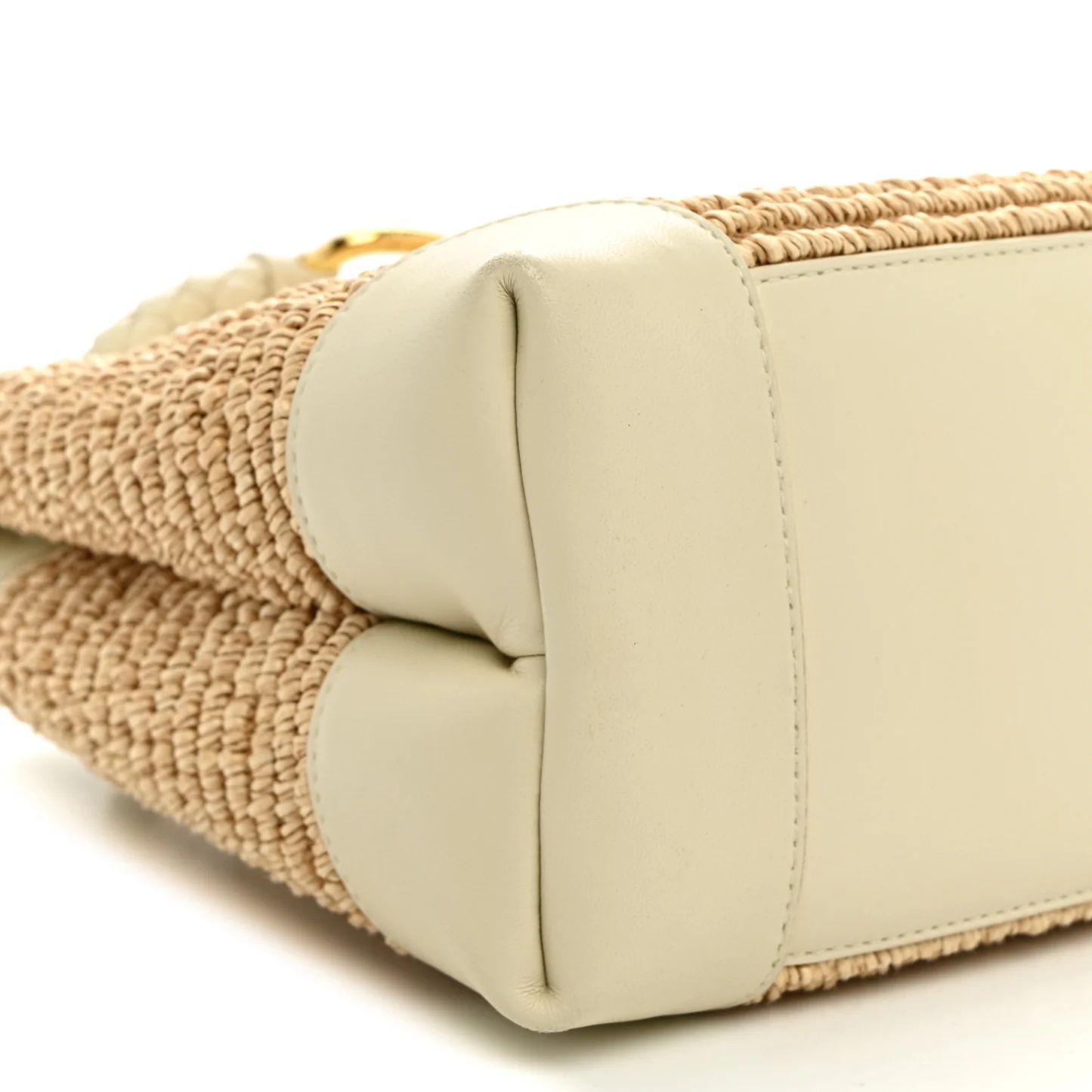 Bottega Veneta Raffia Calfskin Small Andiamo Shoulder Bag Sea Salt Natural - Image 8